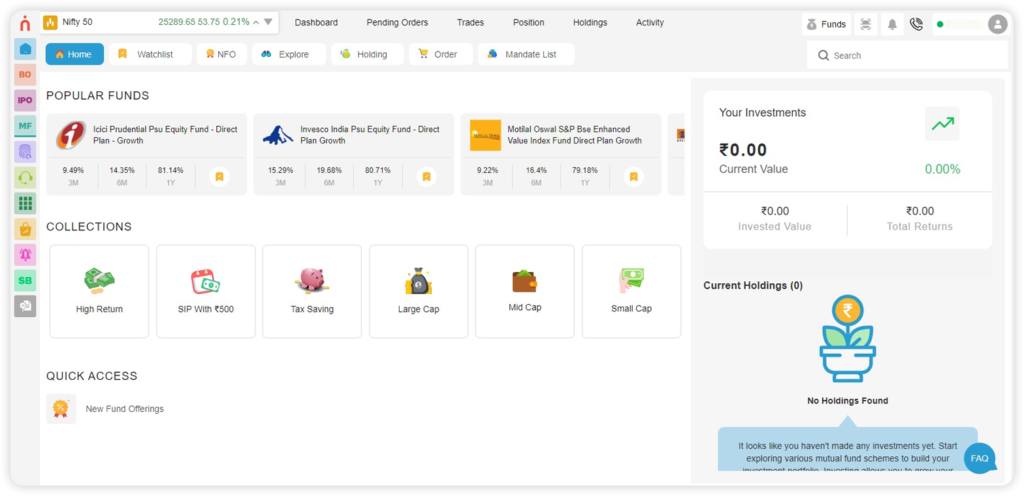 Mutual fund Platform via web