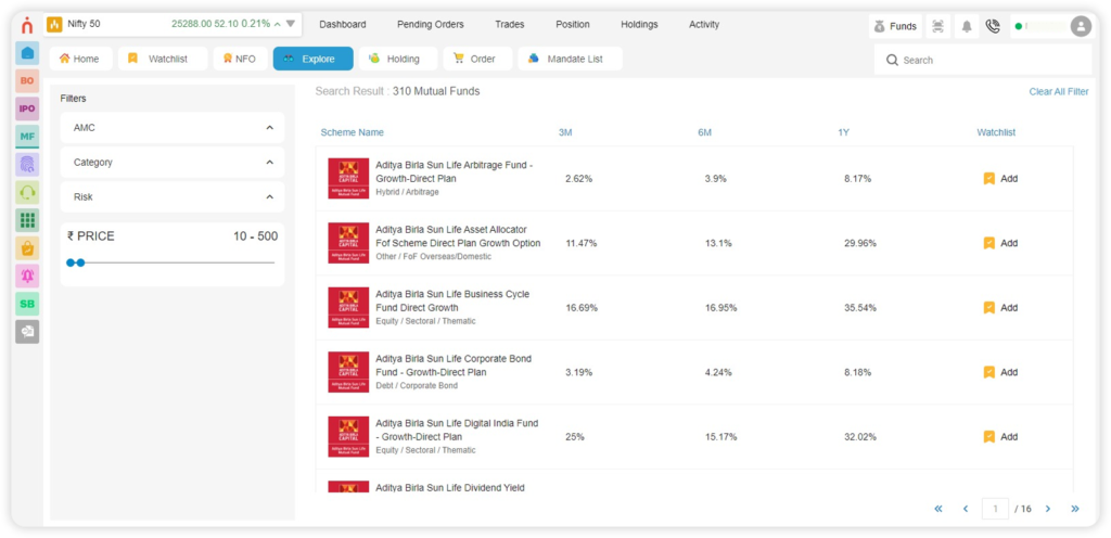 SIP - Mutual fund Platform via web