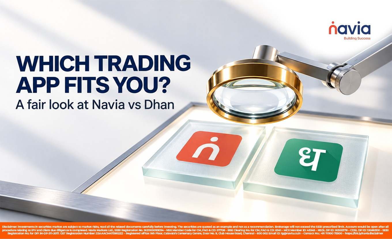 Dhan vs Navia trading app comparison — charges, tools and features