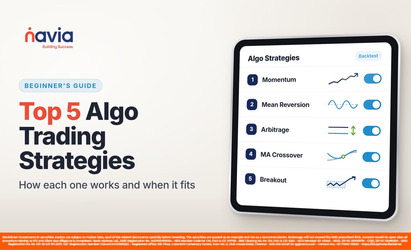 Top 5 algo trading strategies for beginners: momentum, mean reversion, arbitrage, moving average crossover and breakout